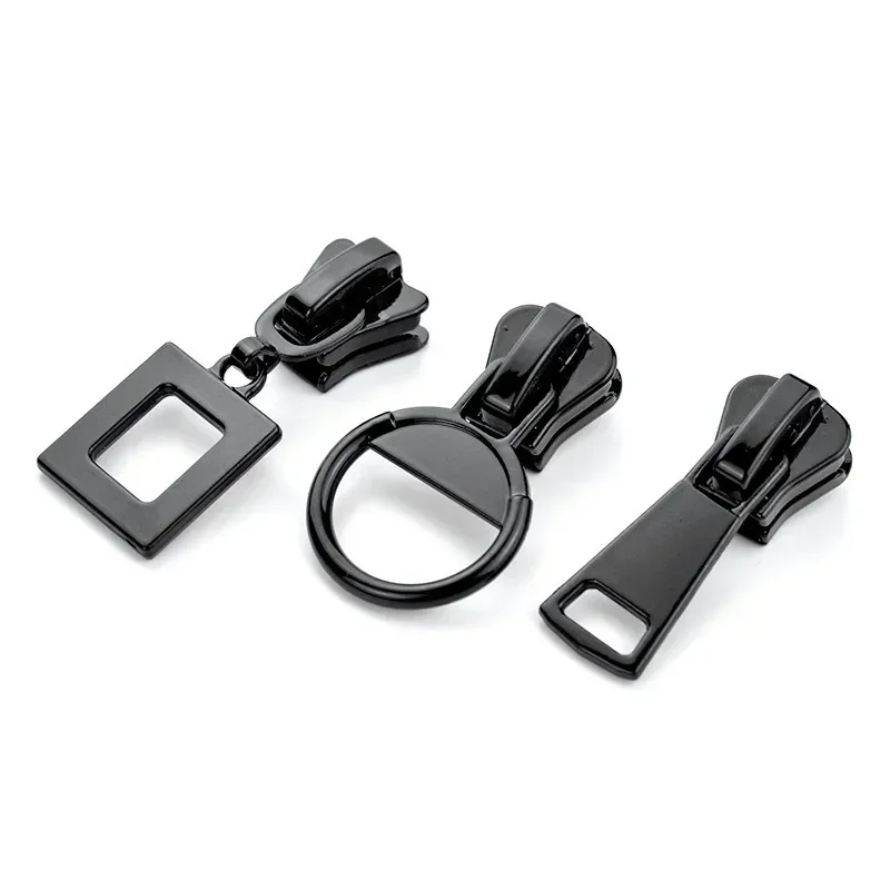 5 deslizadores de cremallera de metal para cremalleras de dientes de resina 3 # /5 # /8 # Accesorios negros de la cremallera de la ropa de los deslizadores de la cremallera del bloqueo auto