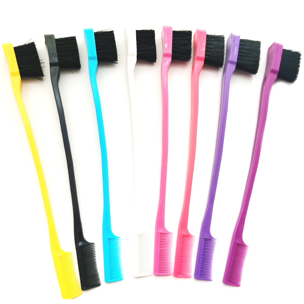 5PCS Willekeurige Kleur Rand Borstel Kam 2 in 1 Dubbelzijdig Rand Controle Borstel Voor Kapsalon Haar Kam borstels Beauty Tools