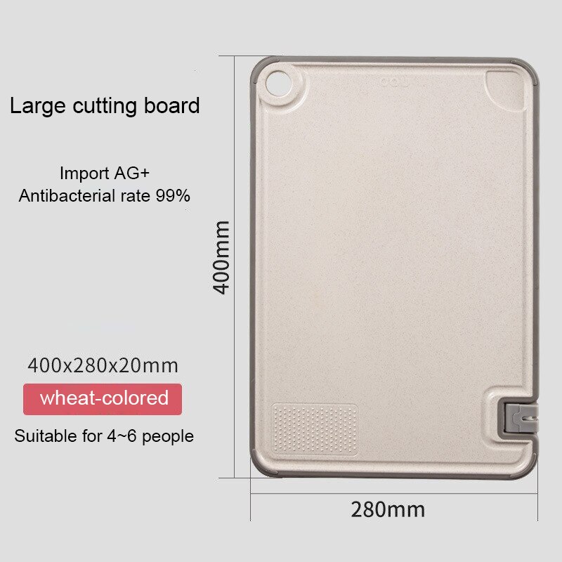 Double-Sided Cutting Board Multifunctional Antibacterial Mildew proof Plastic cutting board Kitchen Drain Chopping Board Marble: wheat-colored large