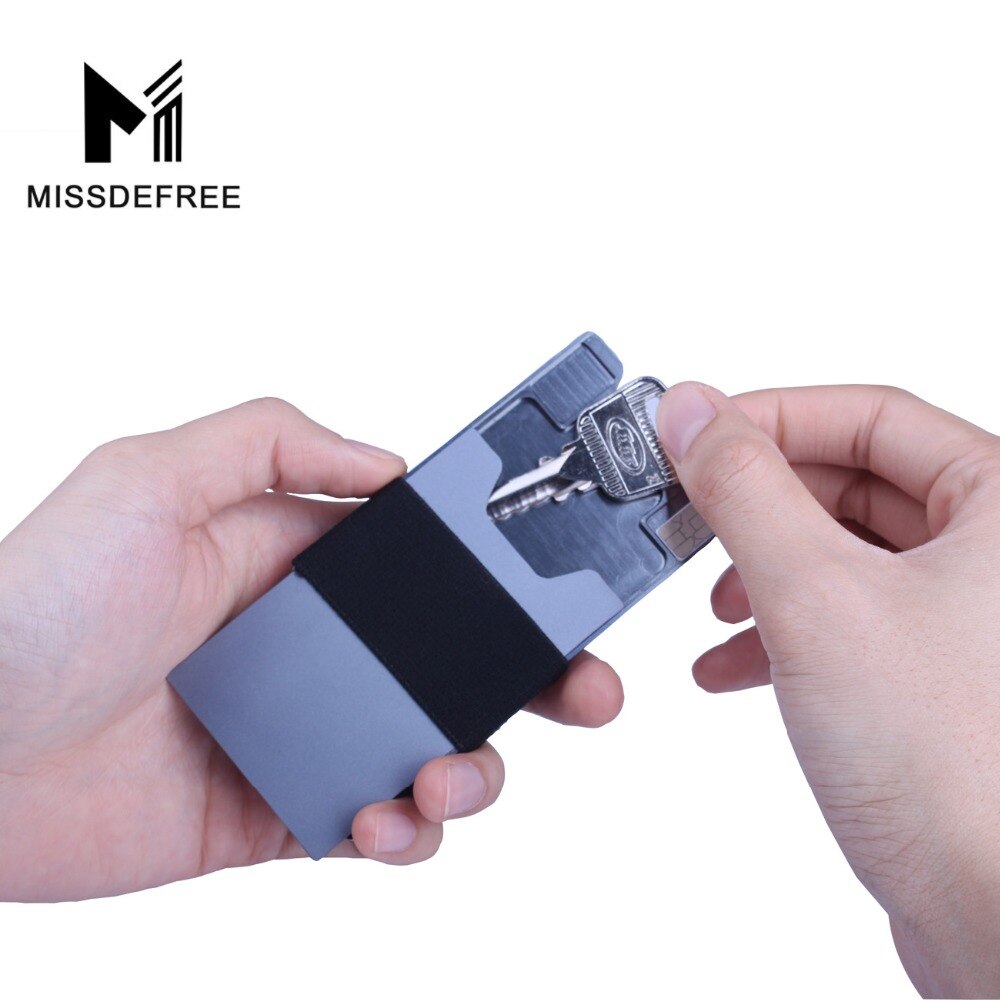 Minimalistisk aluminium slank tegnebog til mænd og kvinder kulfiber frontlommelygte møntetui & kreditkortholder rfid-blokering
