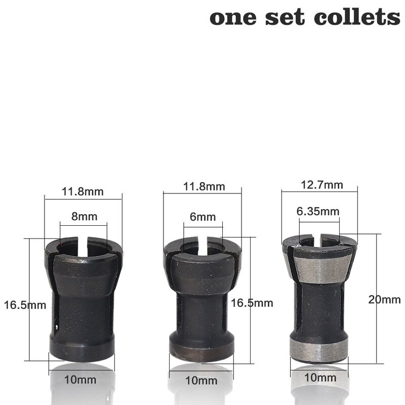 3 Stks/set Hoge Precisie Spantang Converter Adapter 6.35 Mm/8 Mm/6 Mm Graveermachine Cnc Router bit Tool Houder Accessorie