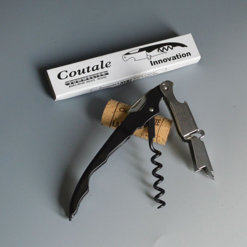 Coutale mini proptrækker lomme vinåbner praktisk at bære dobbelt hængsler vinflaskeåbner med papirkappe