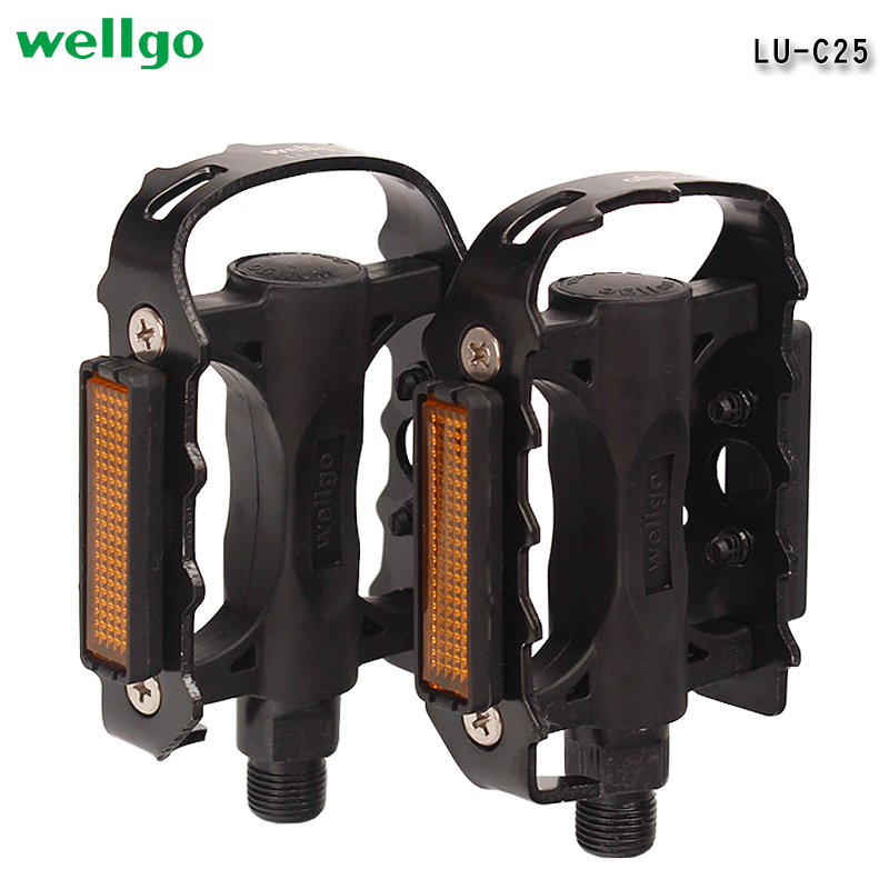 Wellgo-Pedal de bicicleta de LU-C25, Pedal de bola de engranaje fijo de 120x83x28mm, con rosca de tornillo antideslizante de doble cara, extraíble: Black