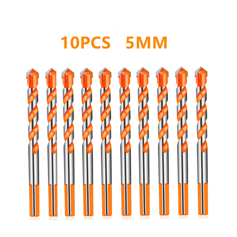 5/10 pièces Triangle fileté tungstène acier mur carrelage béton foret ménage marbre Overlord diamant main perceuse électrique: Orange