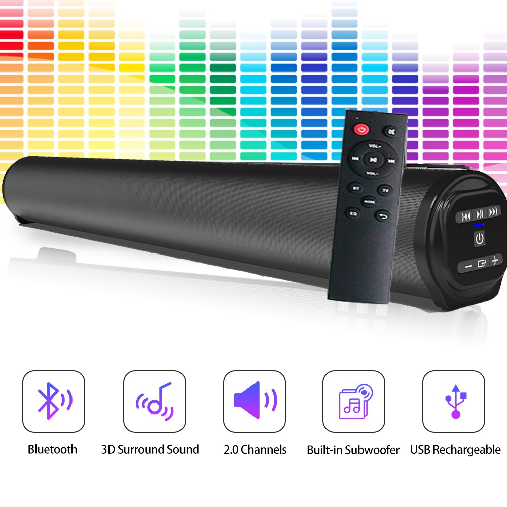 Rsionch Portable Wireless Column Soundbar Bluetooth Speaker Powerful 3D Stereo Sound bar Home Theater Aux 3.5mm TF For TV PC