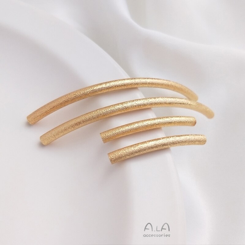 1 Teile/satz Nie Verblassen 14K Vergoldung Kupfer Überzogen Echt Gold Sand Blitz Ellenbogen matt Hohl Lange Runde Rohr DIY Armbinde