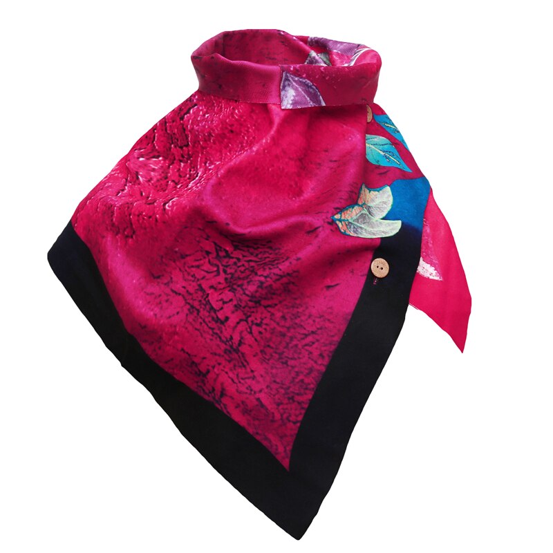 Écharpe imprimée pour femme, châle coupe-vent doux, bouton, écharpes décontractées et chaudes à anneaux: Rouge