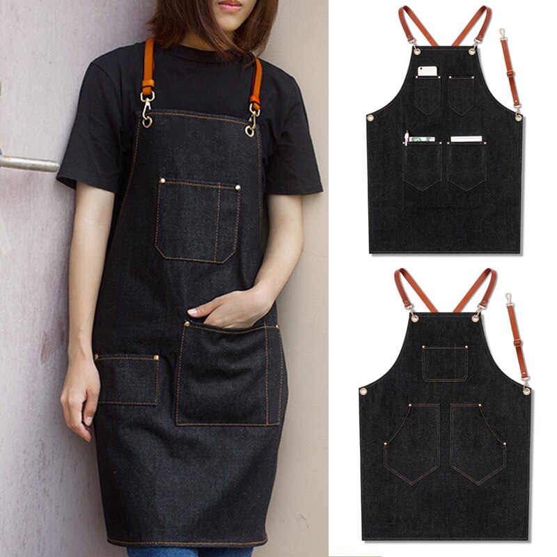 Denim Schürze Gurt Lätzchen Schürze Barista Barmann BBQ Koch Uniform Arbeitskleidung SCVD889