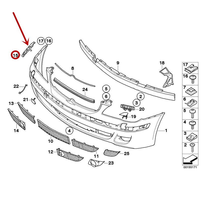 51117135575/576 voorbumper houder 7 Serie E66 728 740 750 760b mw2004 voorbumper beugel Positionering lid Beugel