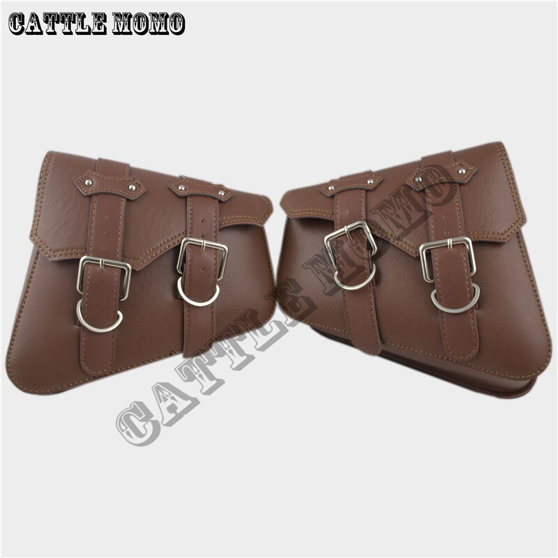 PU Leer Motorfiets Zadeltassen Side Bag Bruin/Zwart Motor Chopper Fiets Tool Bag voor Sportster XL883 XL1200 Motorfiets tassen