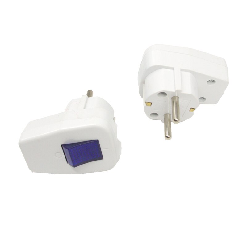 Adaptador de enchufe eléctrico de la UE, interruptor de botón pulsador, enchufe de la UE, convertidor blanco macho, adaptador, tipo de enchufe desmontable
