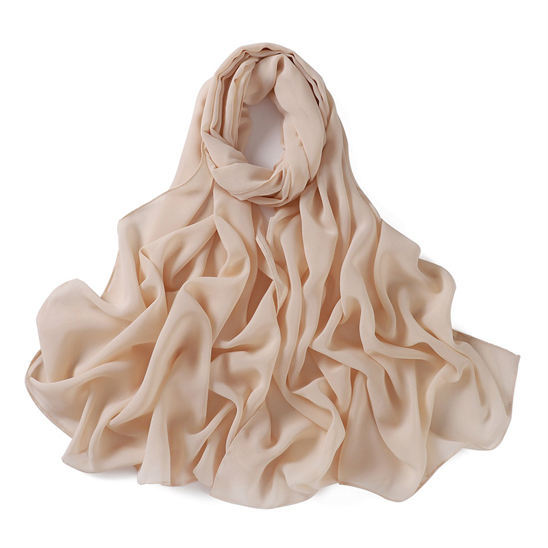 Vrouwen Effen Fluwelen Bubble Chiffon Sjaal Effen Lange Hijab Wrap Print Effen Kleur Sjaals Hoofdband Vrouwen Zachte Hijaabs Reizen Sjaals: LICHT GEMBER