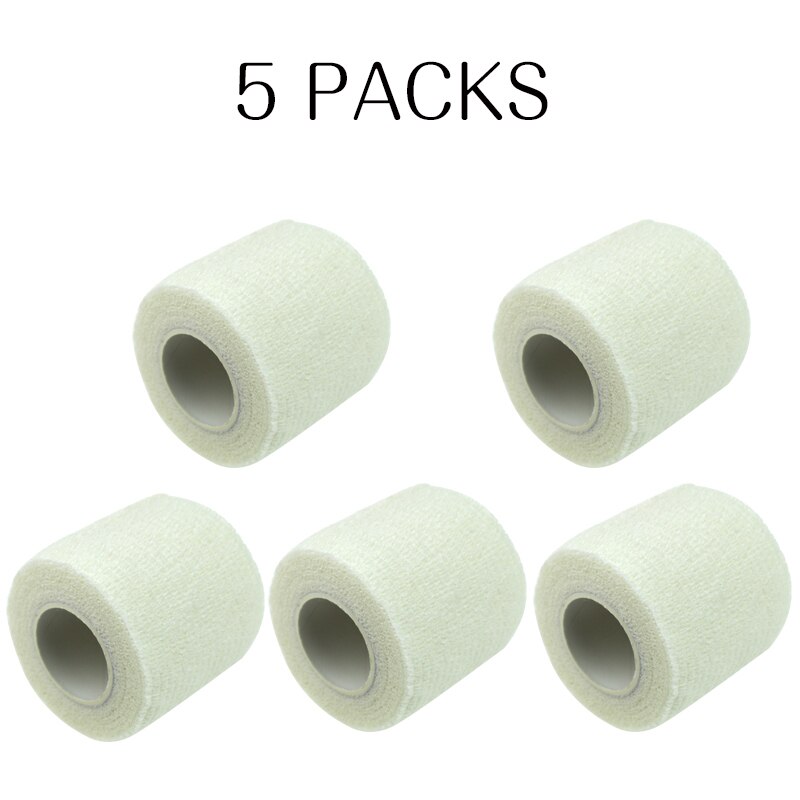 5 stk/parti sportssikkerhed selvklæbende elastisk bandage non-woven stof tape beskyttelsesudstyr knæ albue støtte støtte 5*450cm: Hvid