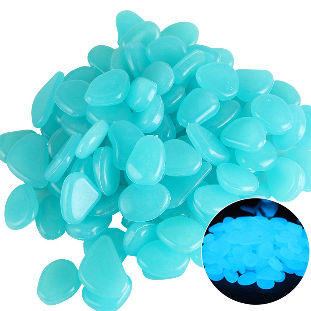50pcs Resin Luminous Stones Glow in the Dark Garden Pebbles Glow Stones Rocks for Walkways Garden Path Decor Luminous Stones: Blue