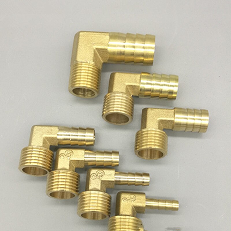 Messing Hose Barb Fitting Elleboog 6Mm 8Mm 10Mm 12Mm 16Mm 1/4 1/8 1/2 3/8 &quot;Buitendraad Prikkeldraad Koppeling Connector Joint Adapter