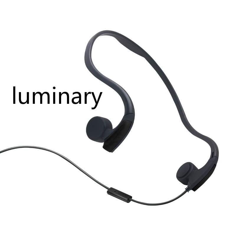 Stereo Bluetooth Earphone Bone Conduction Back-Hanging Sports Headphones Wired Headphones L Angle Plug Headphones: yao Obsidian