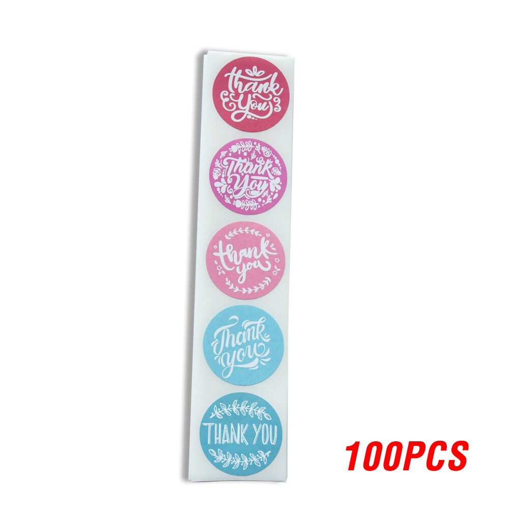 Étiquettes autocollantes merci, autocollant rond Floral, multicolore, 8 Styles, papeterie faite à la main, 100 à 500 pièces/rouleau: QY521-100pcs