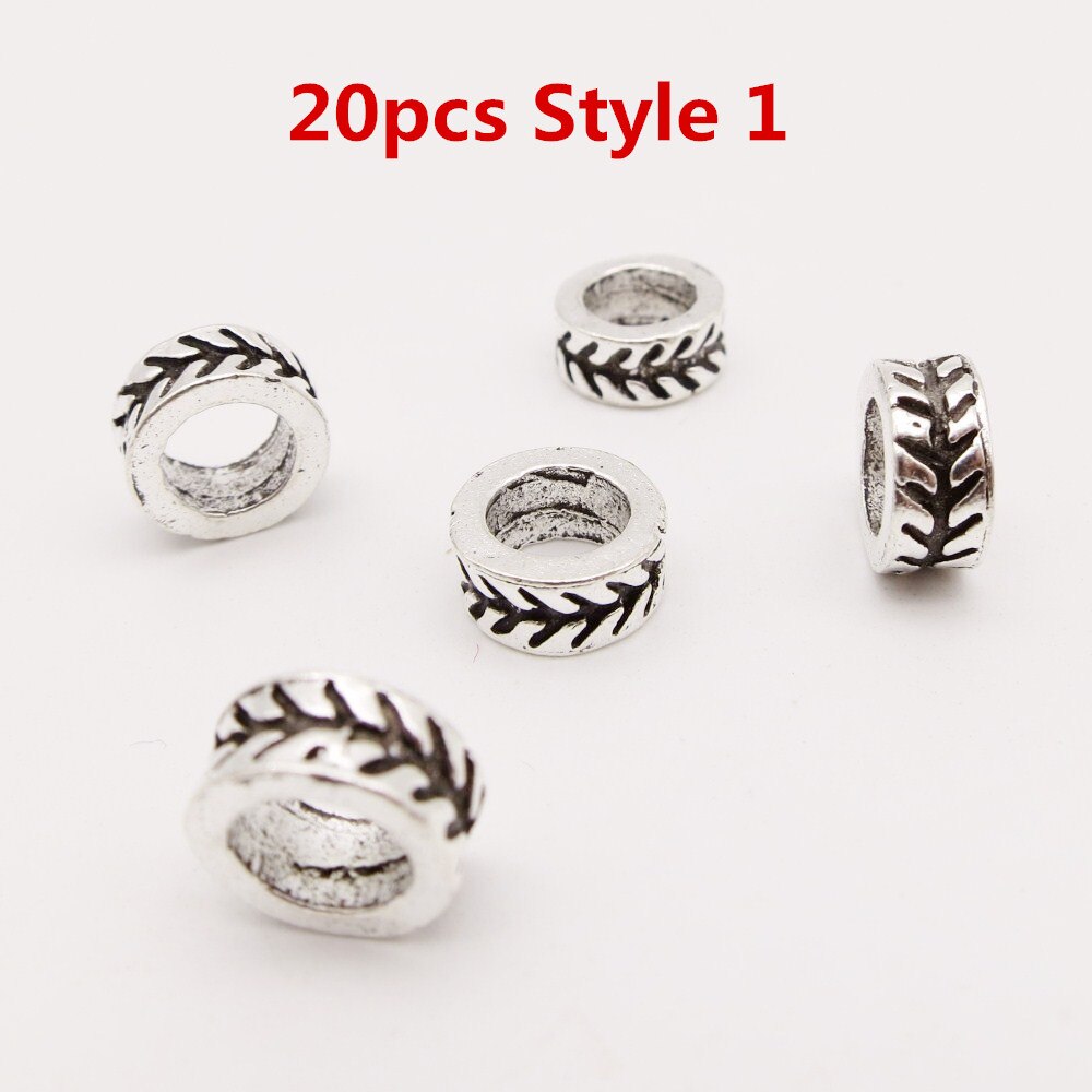 5 stk -20 stk sølv viking rune hår flette frykt dreadlock skjegg perler ringetone rør ca 6mm skrog til hår styling tilbehør: 20 stk stil 1