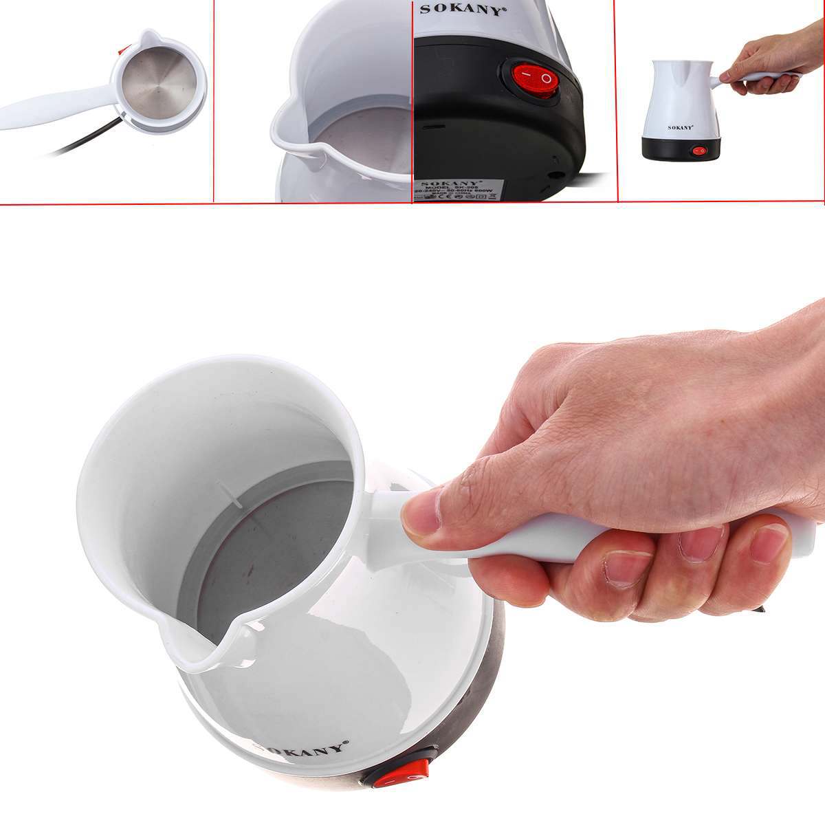 Sokany205colorida Mini cafetera de pavo cafetera portátil eléctrica cafetera hervida hervidor de café de leche