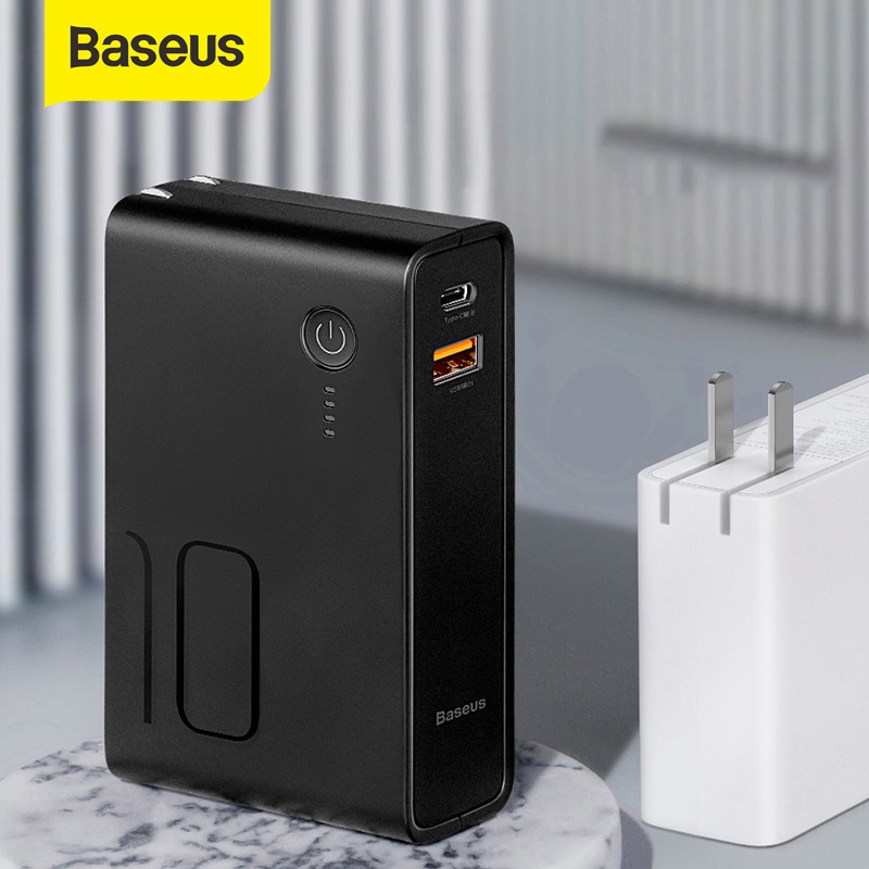 Baseus 10000 mah Power Bank Met Usb Plug 3A Type-C En Usb-uitgang Powerbank PD3.0 + QC3.0 Snelle oplader Voor iPhone Samsung Huawei