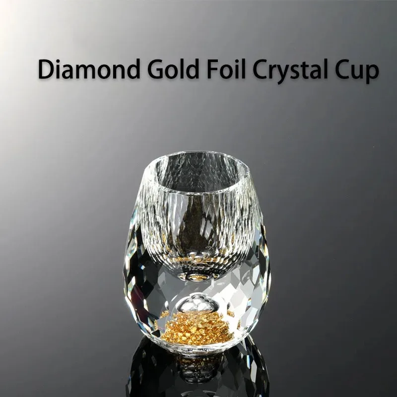 Copa de cristal de lujo, Vodka, sake, Shochu, Bar, licor, doble fondo, lámina dorada, taza de té, de alta gama, copas de vino de licor duro