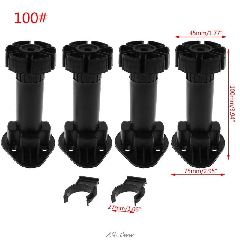 4pcs Adjustable Height Cupboard Foot Cabinet Leg For Kitchen Bathroom