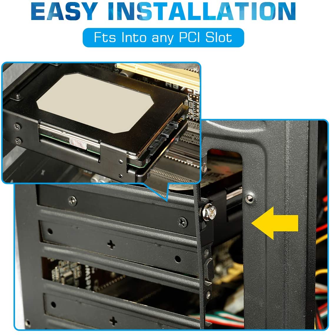 SSD HDD Mounting Bracket For PCI 2 x 2.5 Inch Internal Hard Drive Mounting Kit Convert Dual 2.5&quot; SSD/HDD to a PCI Slot