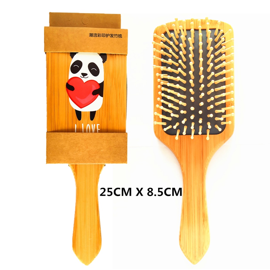 Pente de cabelo encaracolado, pente de madeira natural de bambu liso, saco de ar de massagem, pente caseiro para crianças, cuidados de bebê, escova de cabelo de meninas