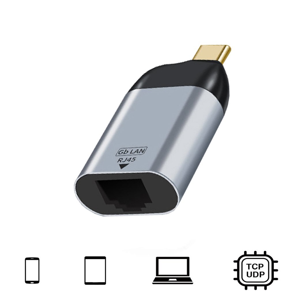 USB C To Ethernet Adapter, 10/100/1000mbps, 4-in-1 RJ45 To USB-C To Gigabit Ethernet LAN Network Adapter With 3 USB3.0 Hub ForMacbook,LenovoYOGO,Micro Surface,Samsung Tablet And More