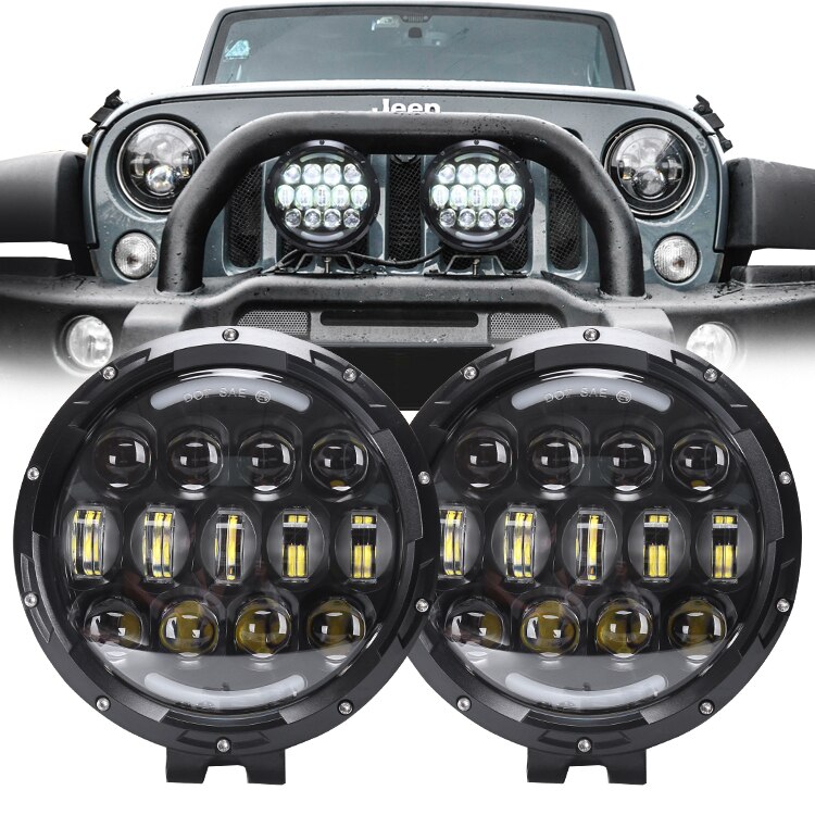 7 tommer 105w led forlygter fjernlys led -arbejdslys med drl parkeringslys til lastbil suv atv 4wd konstruktion camping