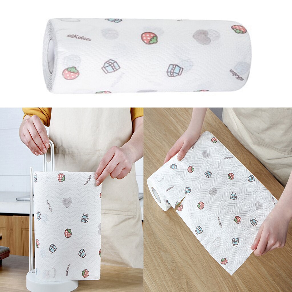 80pcs Disposable Cleaning Paper 2 Layers Kitchen Oil Absorbing Paper Towel Dishcloth