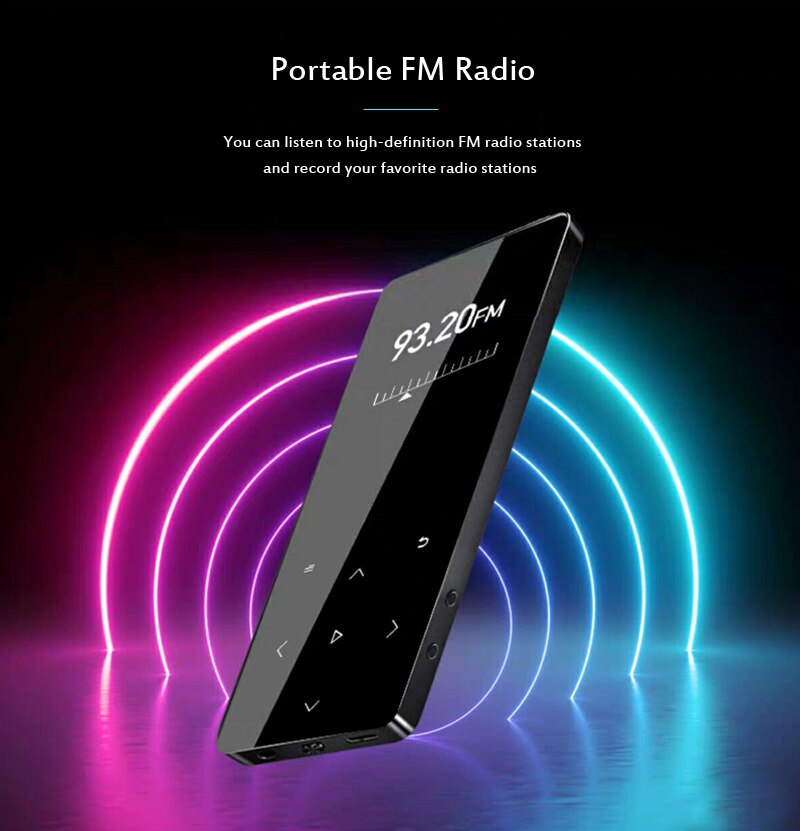 MP4 Player with Bluetooth Speaker Touch key Built-in 8GB 16GB HiFi Portable Walkman with FM Radio Recording Music Player