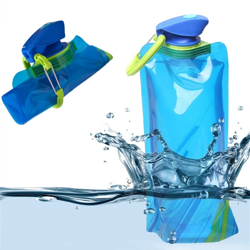Foldable Drinking Water Bottle Bag Pouch Outdoor Hiking Camping PE Water Bag Soft Flask Squeeze for Running Cycling Water Bags