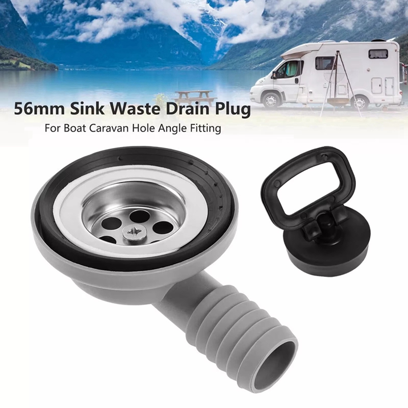56 mm 2,2 Zoll Waschbecken Abfall Ablaufstopfen See Winkel passend für Stiefel Wohnwagen Wohnmobil RV Wohnmobil Zubehör