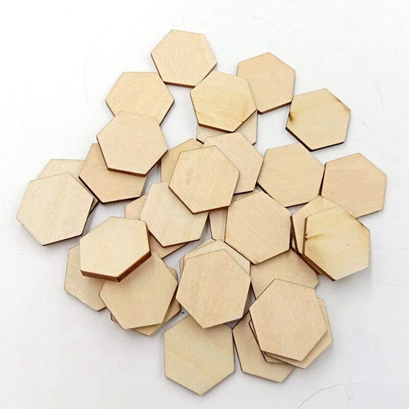 100 Houten Stukken Hexagon Hout Vorm Beukenhout Voor Diy Arts Craft Project Klaar Om Verf Of Versieren (25mm)