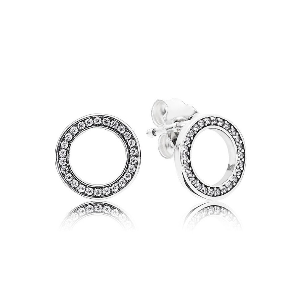 S925 Sterling Silver Simple Shiny Pave Heart Shaped Circle Stars Dazzling Drops Water Drops Forget Me Not Earrings: 290585CZ