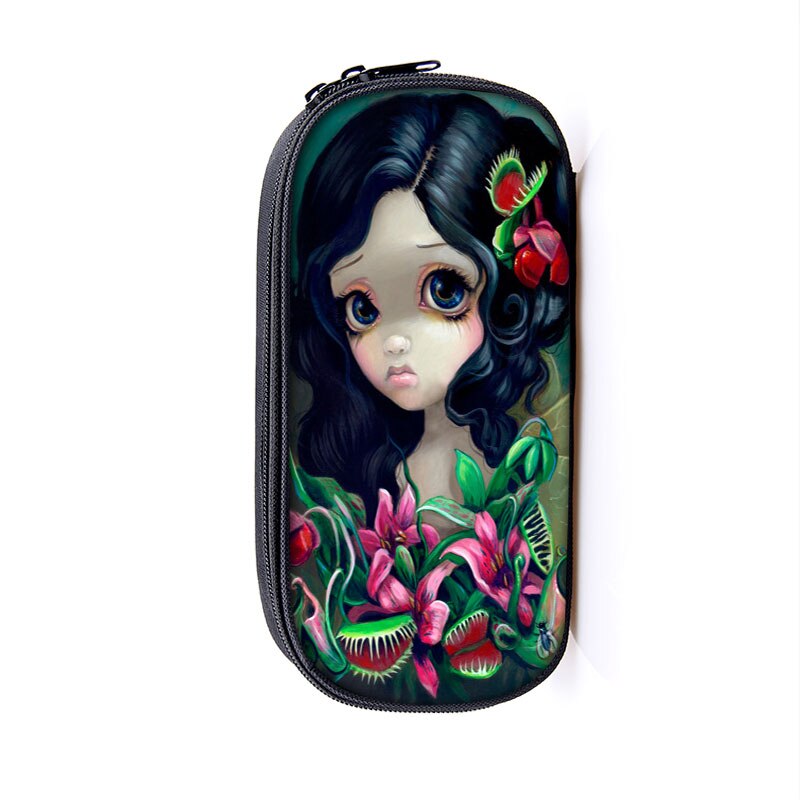 Cartoon Gothic Girls drukuj torby kosmetyczne pojemnik na ołówki kobiety kosmetyczka nastolatek dziewczyna piórnik torba stacjonarna prezent: Dqbb-gete07