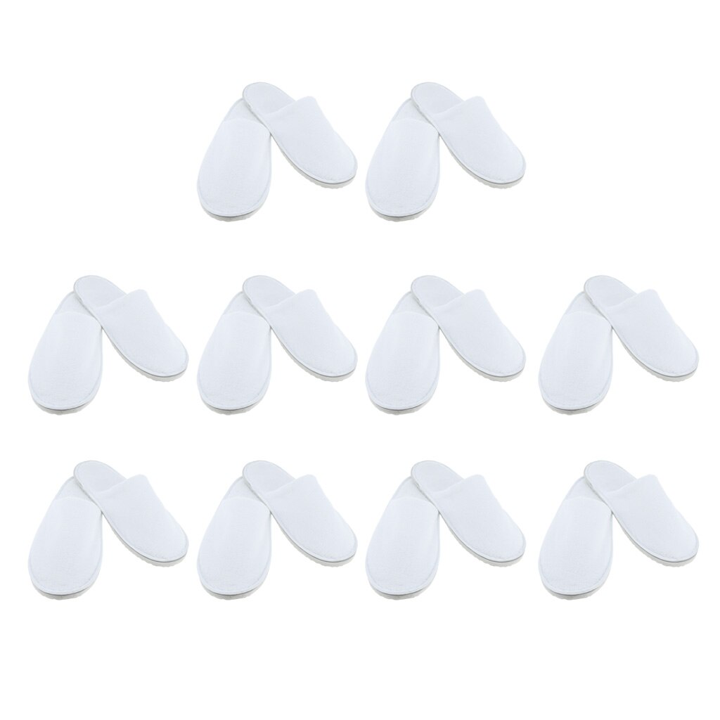 10 Pairs Disposable Slippers | One Time Closed Toe Non-Slip | for Hotel, Spa, Guest, Nail Salon Use | Made From Coral Fleece