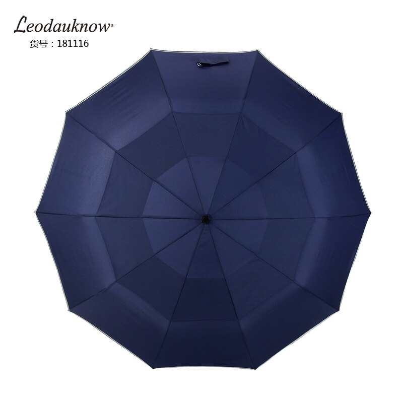 Leodauknow Sterke Wind Paraplu Automatische Winddicht 10 Ribben Reflecterende Dubbele Laag Regen Paraplu Mannen Vrouwen Golf Beveiliging