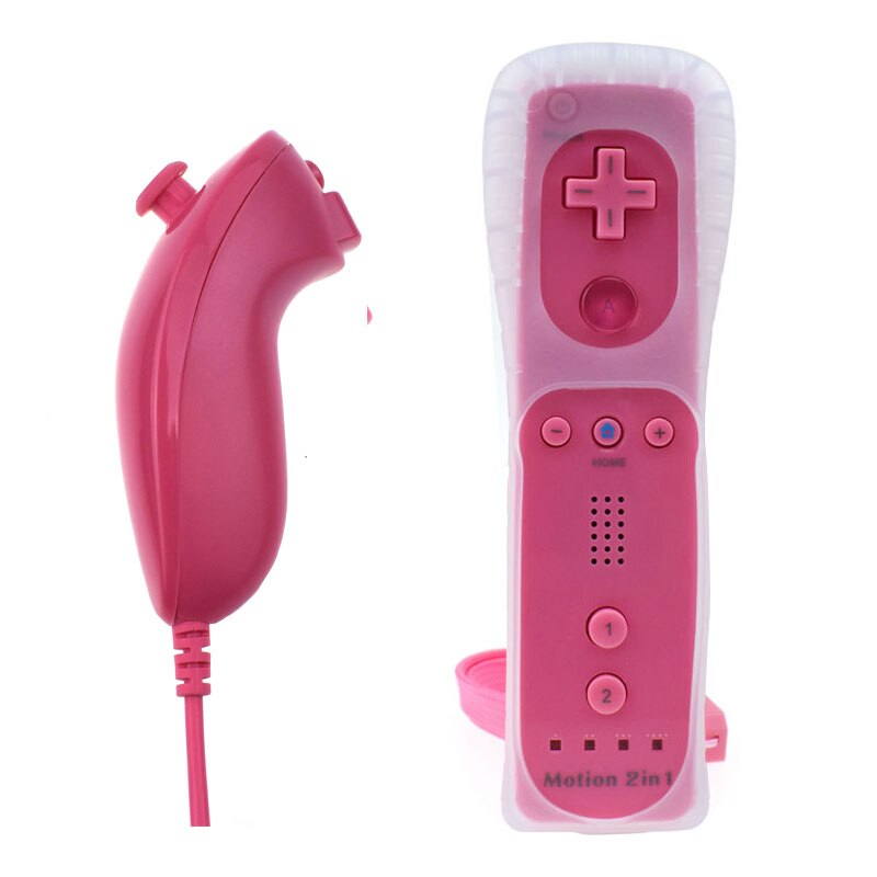 Nunchuk 2 en 1 con Motion Plus para Nintendo Wii, mando a distancia: peach 2in1