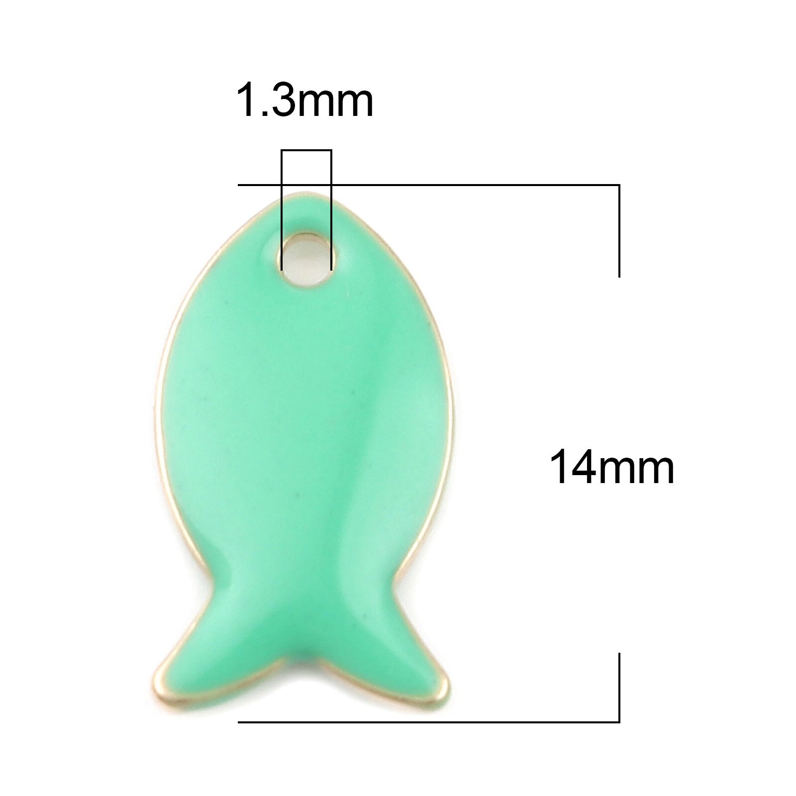 10PCs Copper Small Fish Enamelled Sequins Charms Pendant For Jewelry Making Findings Gold Color Setting Light Green 14mm x 8mm: Light Green