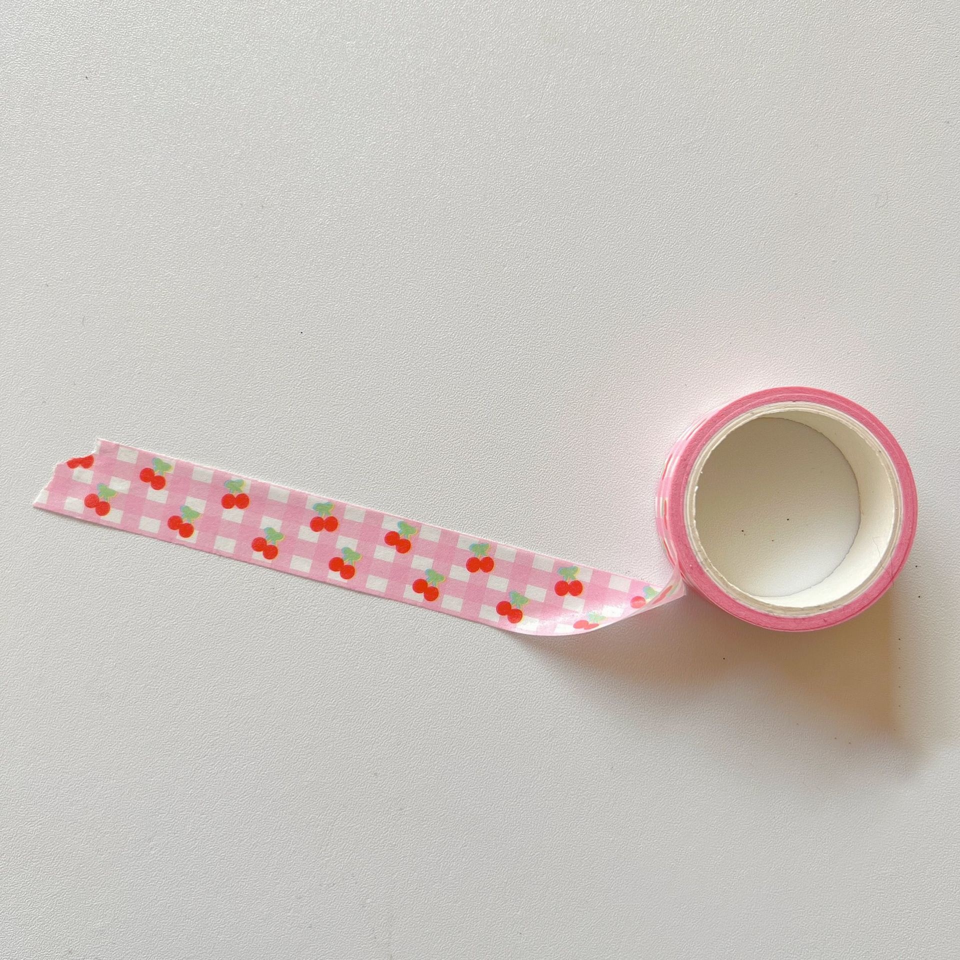 1Pcs Pink Grid Cherry Flower Washi Tape Decorative Adhesive Tape Color Masking Tape For Sticker Scrapbooking DIY Stationery Tape: Burgundy