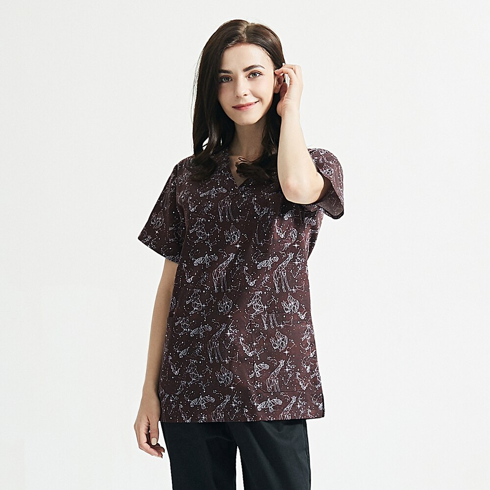 Unisex Beauty salon Workwear Short-sleeved suits for summer Breathable scrubs V-neck tops/pants uniform pet scrub costume cotton