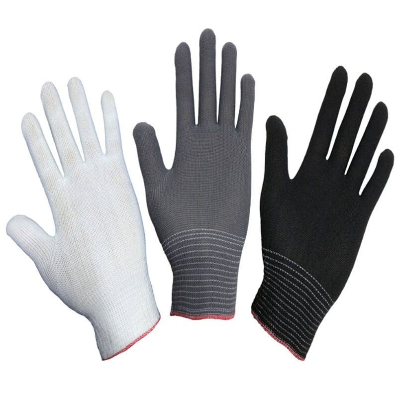 4 Stuks = 2 Pairs Wit Zwart Nylon Antistatische Werkhandschoenen Gebreide Werken Tuinieren Lumbering Hand Veiligheid Protector Grip