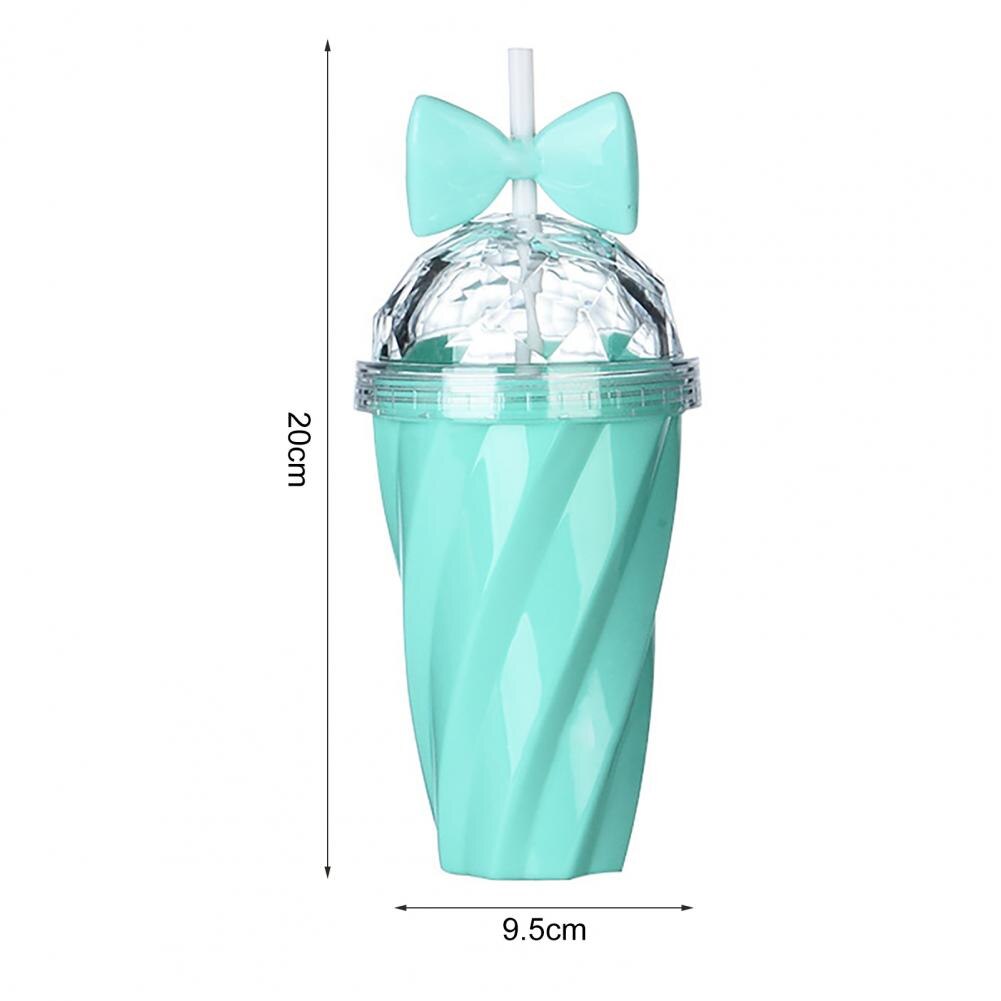 Tasse à eau torsadée avec nœud papillon pour filles, 380ml, en paille, de couleur vive, pour activités de plein air