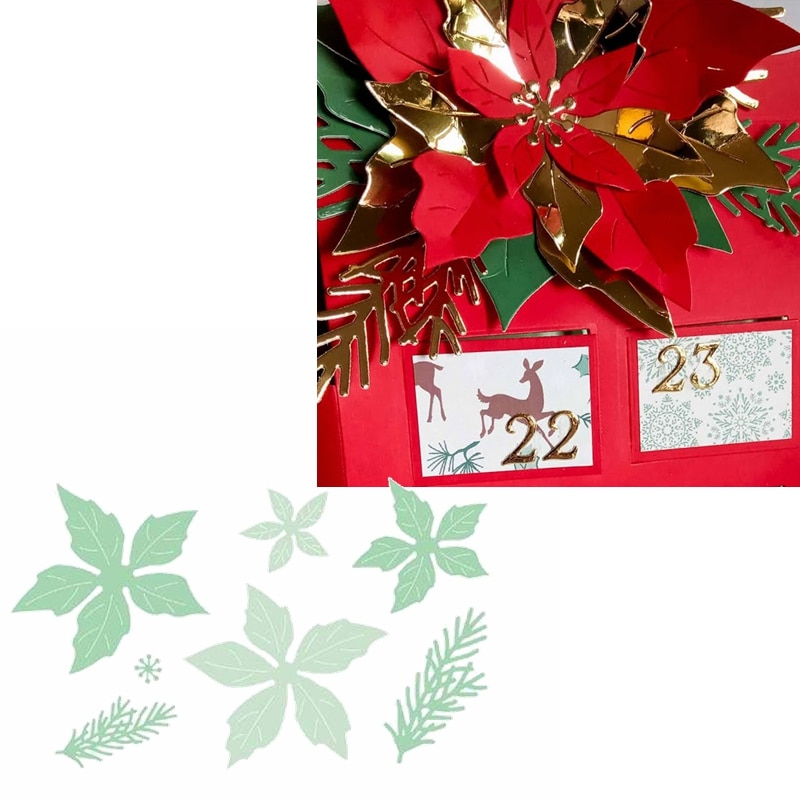 Delikat julestjerne + blade metalskærende matrikler julestjerne + blade udskæringer til kortfremstilling diy 2019 nye håndværkskort