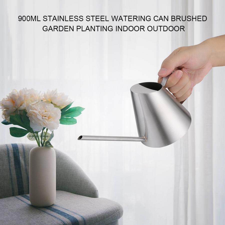 900/1500ml Edelstahl Gießkanne Gebürstet Garten Pflanzen drinnen draussen Pflanze Bewässerung Garten liefert Pflanzen Dusche