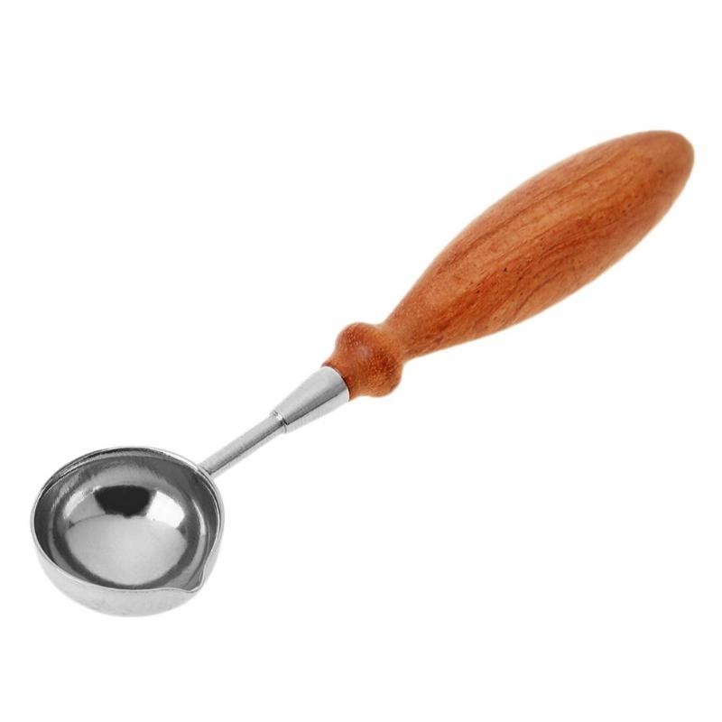 Cuchara de cera lacre, mango de madera Retro, estampado en cera, tarjetas de invitación, sellos decorativos artesanales: E 120mm