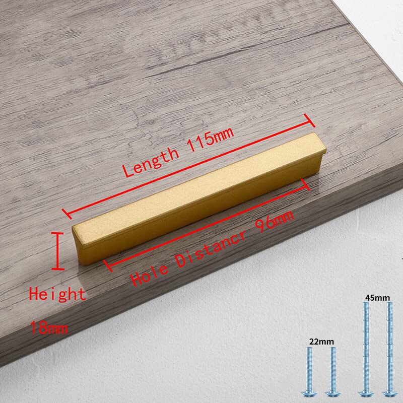 Simple Style Matte Gold Cabinet Handles Solid Aluminum Alloy Kitchen Cupboard Pulls Drawer Knobs Furniture Handle Hardware: light yellow