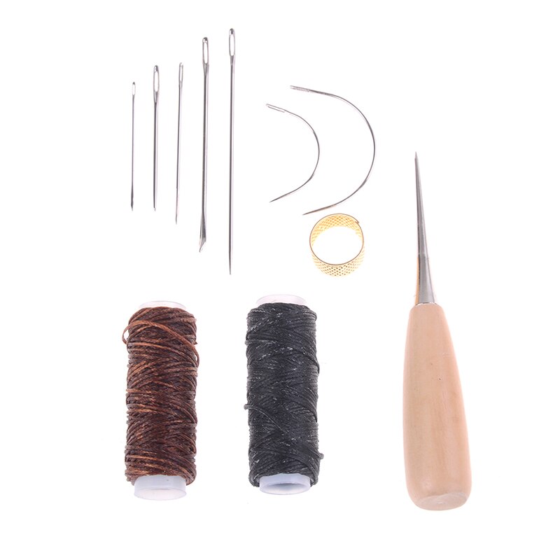 1 Juego de agujas de coser Awl cuero artesanal accesorios de costura Awl costura de cuero artesanía zapatos herramientas de reparación suministros